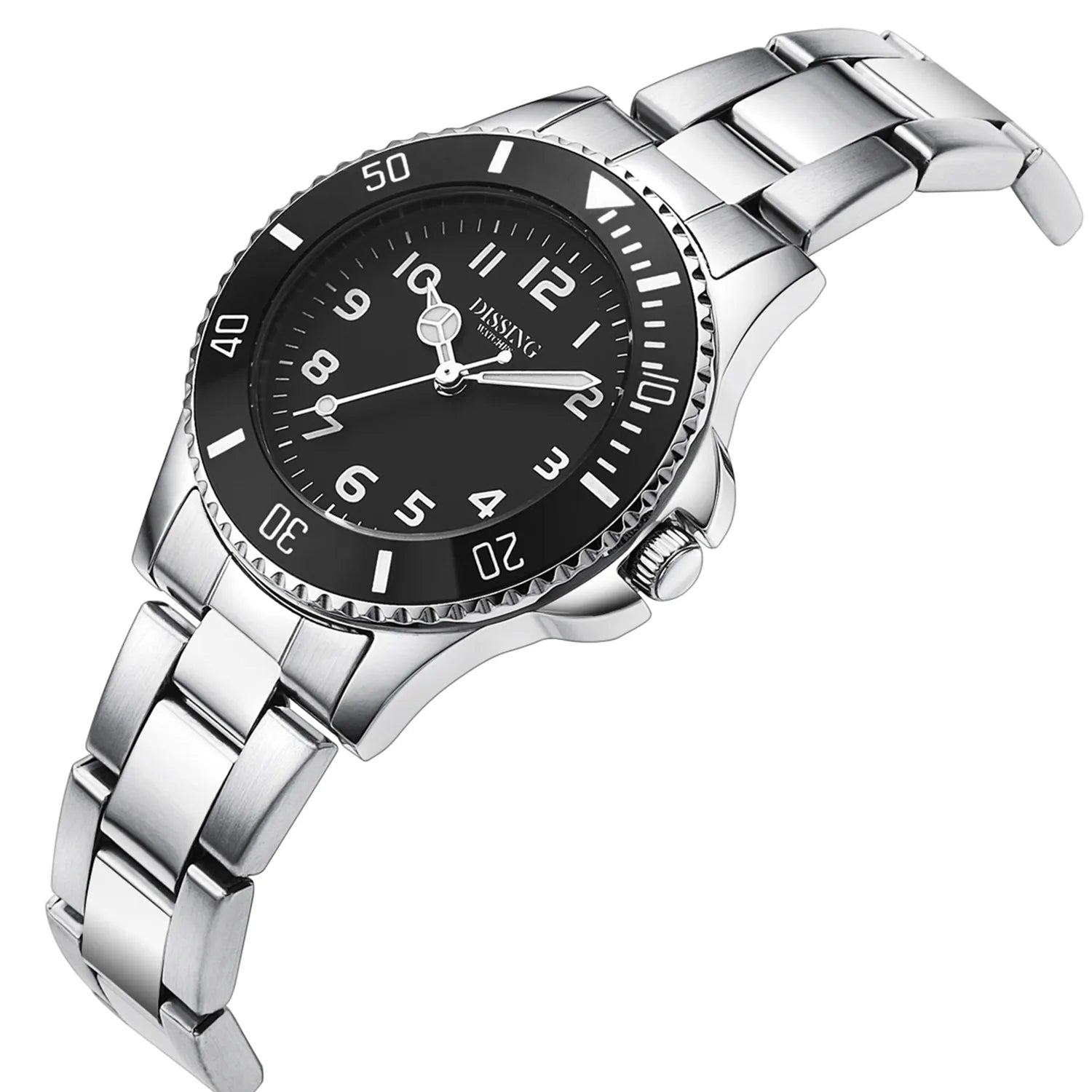 Barnaur til børn við svartari skivu og silvur ketu. Stór tøl og barnavinarligt. 