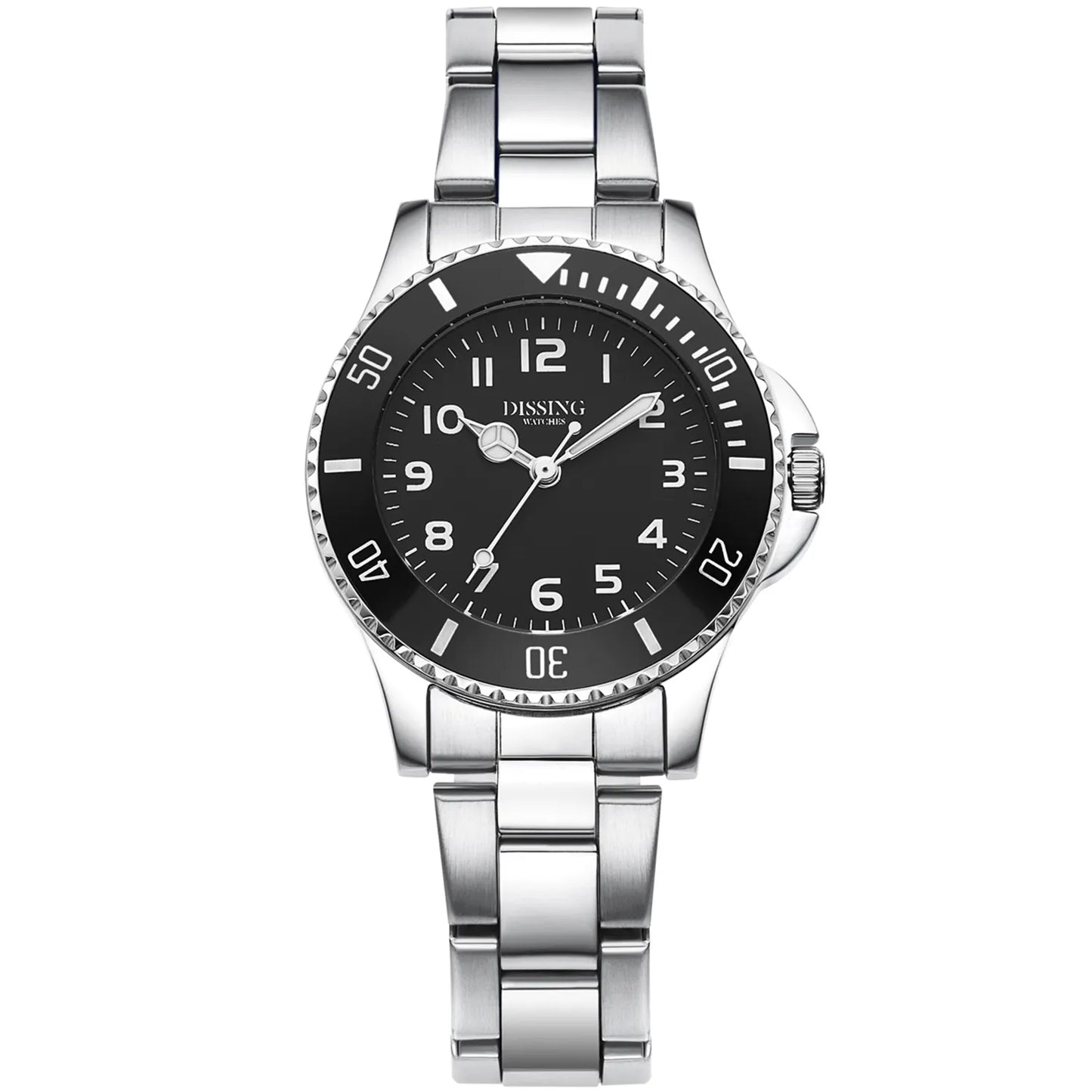 Barnaur til børn við svartari skivu og silvur ketu. Stór tøl og barnavinarligt. 