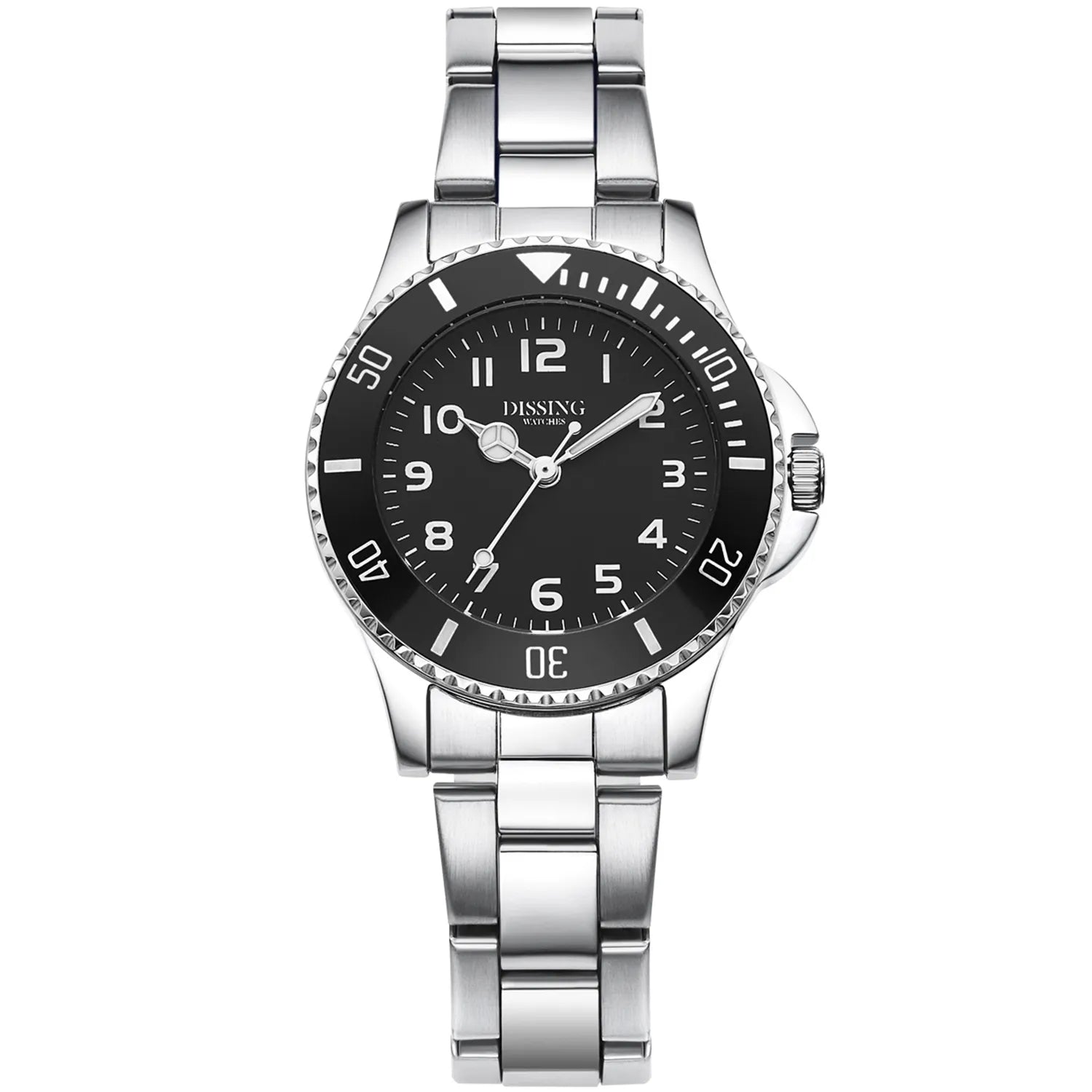 Barnaur til børn við svartari skivu og silvur ketu. Stór tøl og barnavinarligt. 