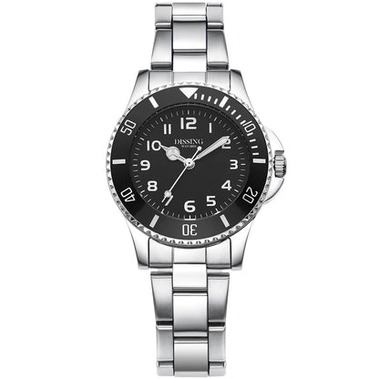 Barnaur til børn við svartari skivu og silvur ketu. Stór tøl og barnavinarligt. 