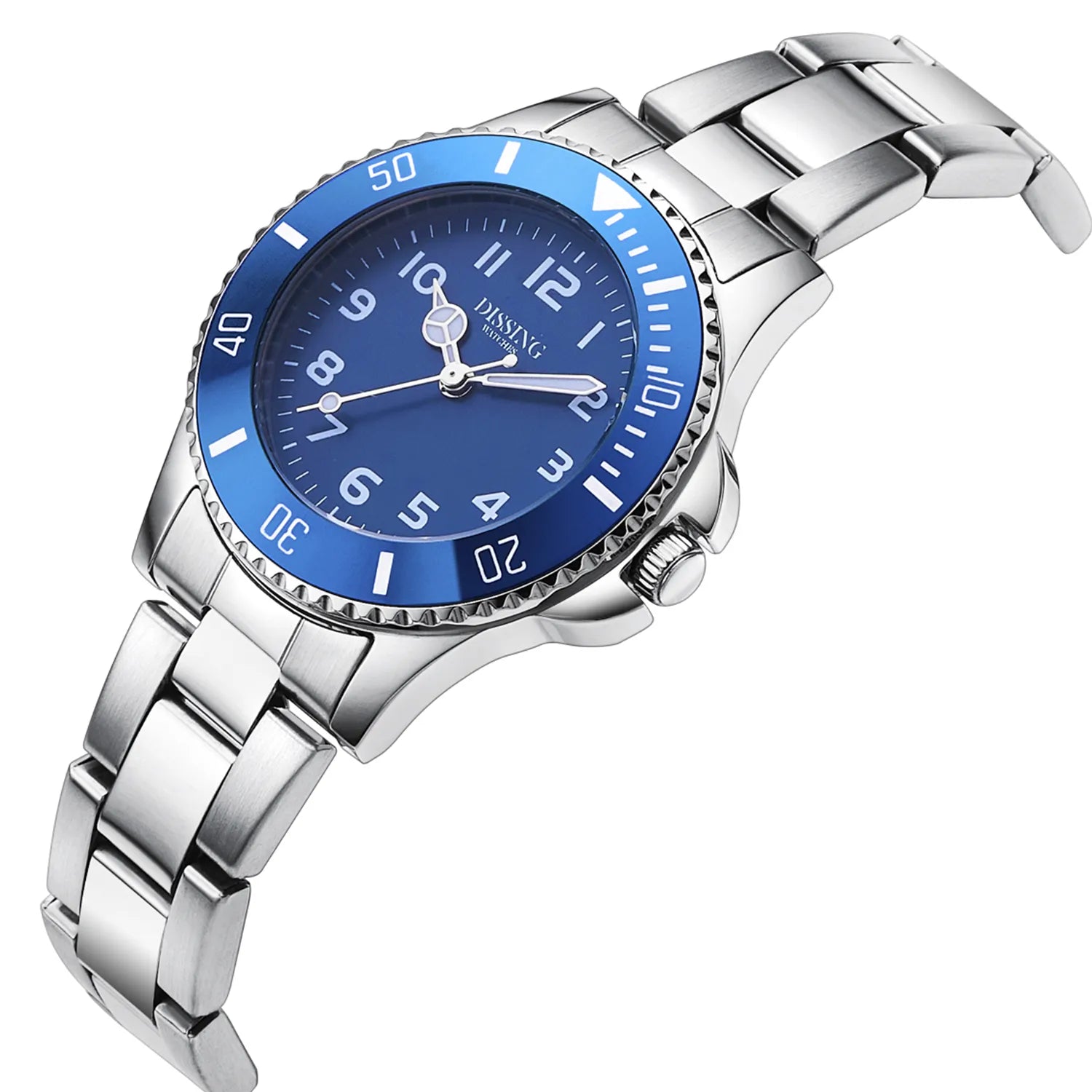 Dissing barnaur við bláari skivu og silvur ketu. Víst frá síðuni. 